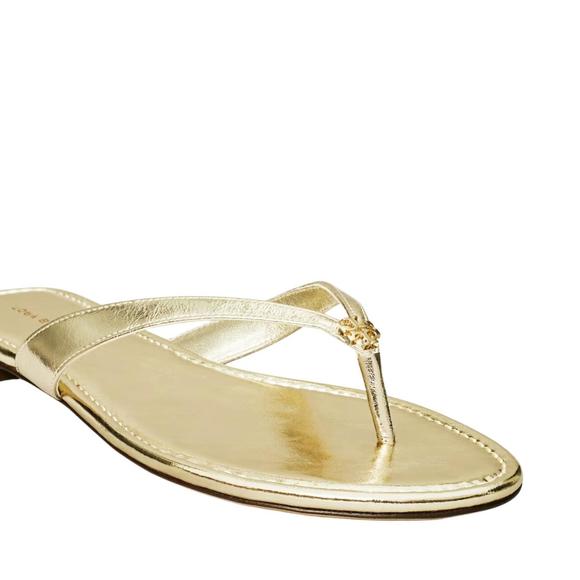 NEW TORY BURCH classic flip flop in spark gold - Picture 2 of 5